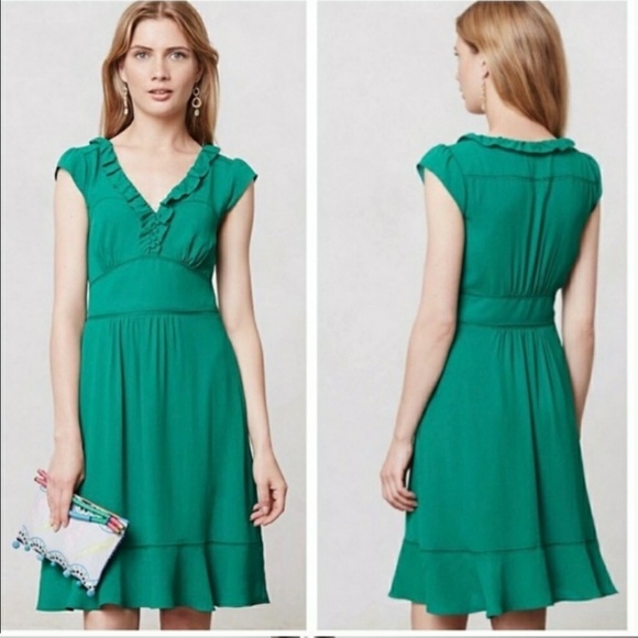 Anthropologie Dresses & Skirts - Anthro Maeve Della Midi Cap Dress Ruffle Size 2